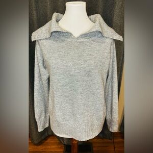 Joseph A. Silver Sparkle Knit Collared Sweater Women’s Large